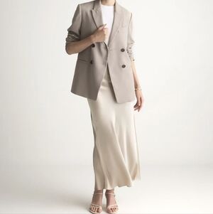 FLAWS Quince 100% Silk Maxi Skirt Champagne XL